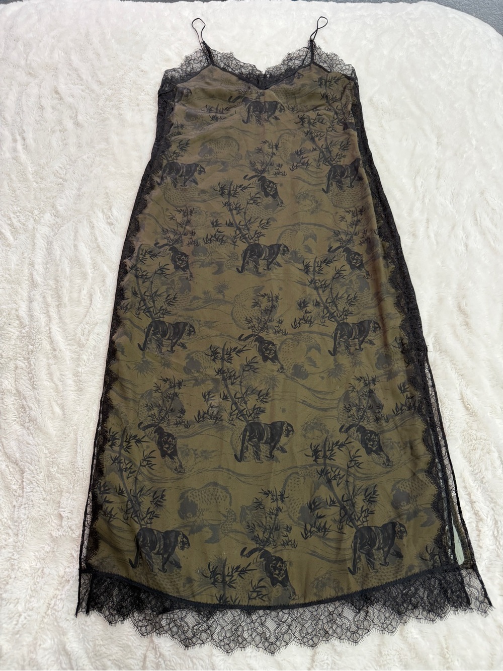 AllSaints Sky Strength Animal Print Lace Slip Midi Dress XS - Picture 4 of 16